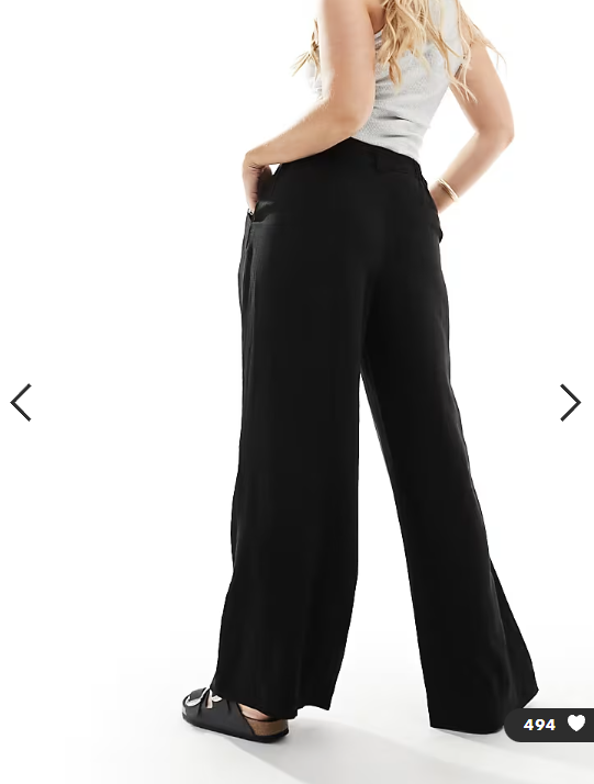 ASOS DESIGN Hourglass relaxed straight leg trousers with linen in black