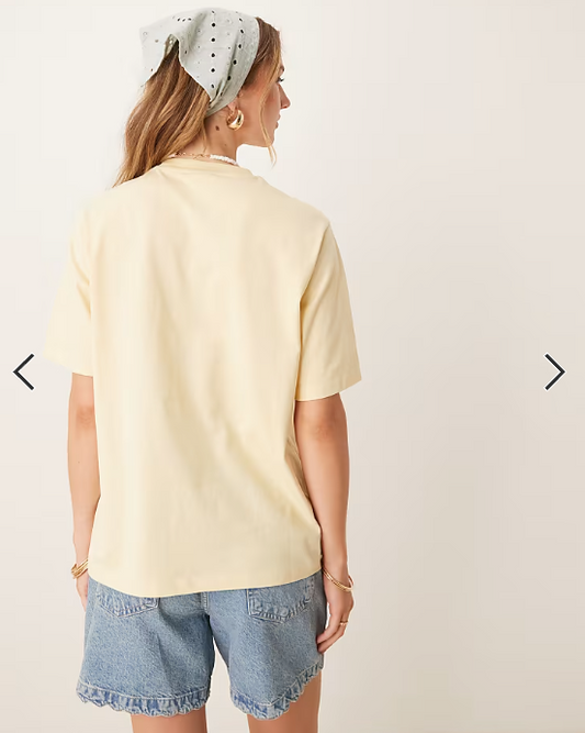ASOS DESIGN denim short with scallop edge detail in mid blue