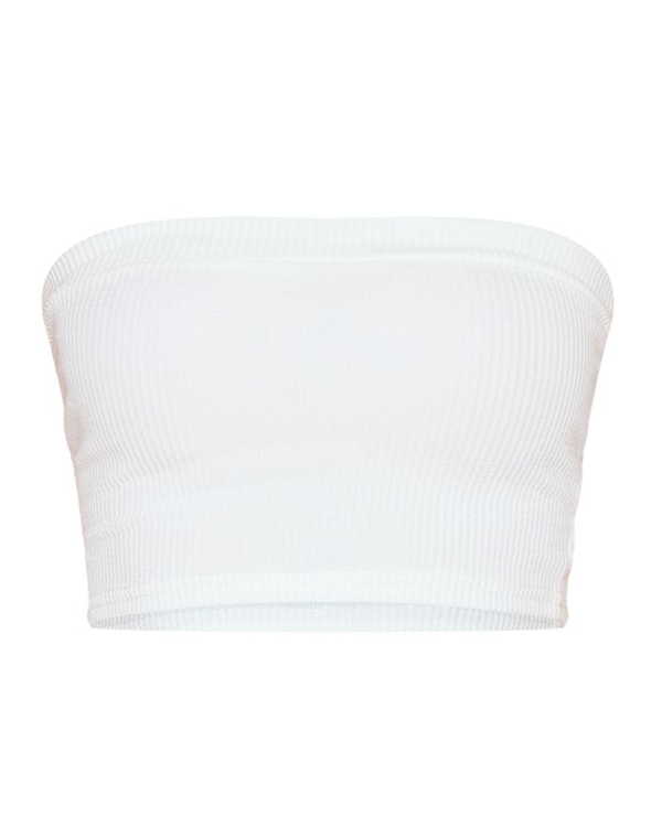 Cream Crinkle Rib Strapless Bandeau Top