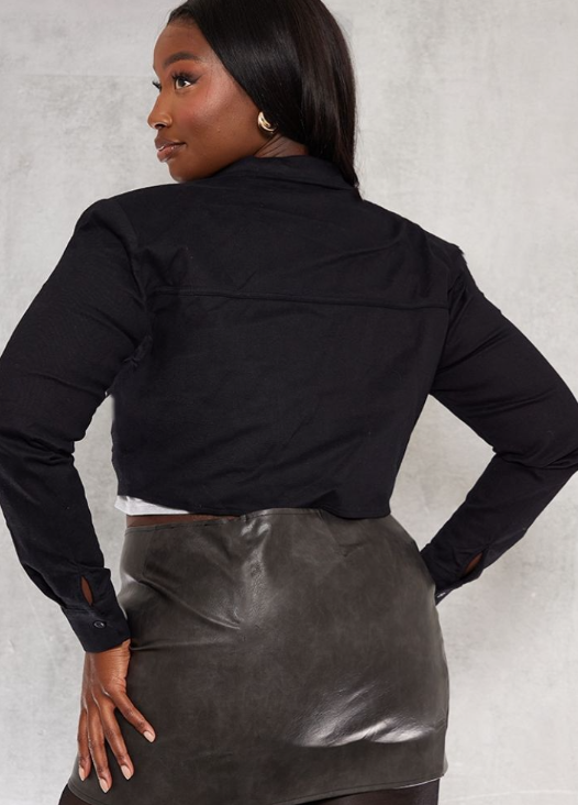 Plus Black Cropped Shirt