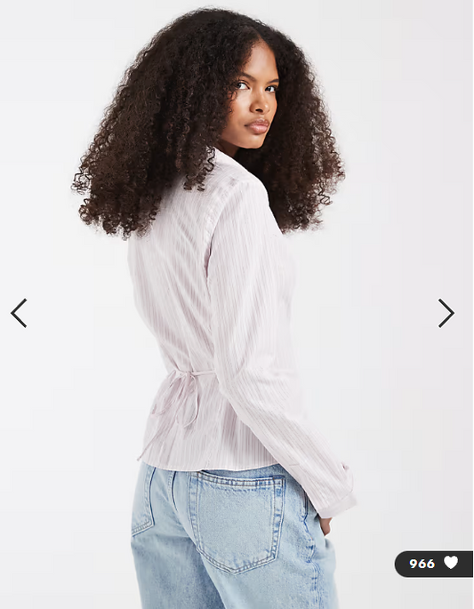 Hollister y2k long sleeve shirt with cinch waist in pink pinstripe