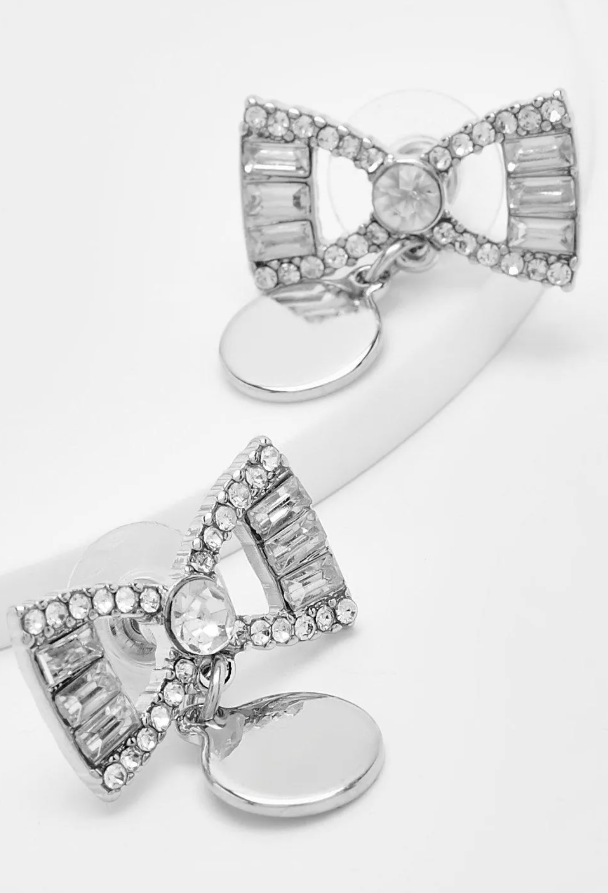 boohoo Bow Diamante Stud Earrings