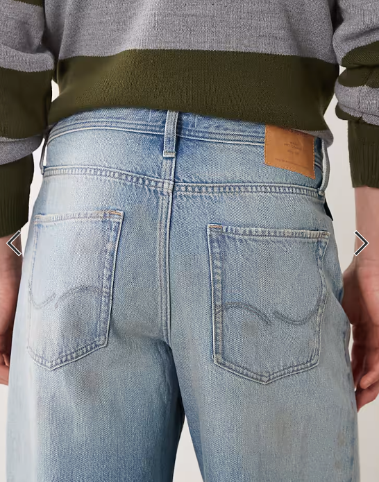 Jack & Jones Dave wide leg jeans with dirty wash in mid blue