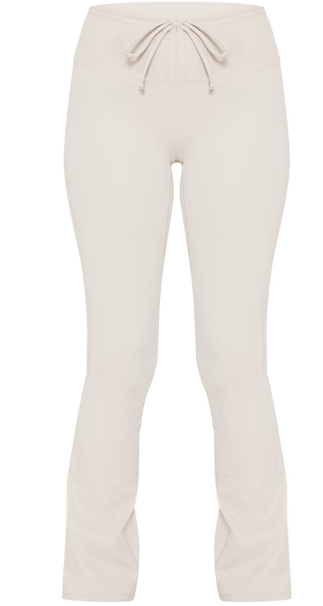 Plt - Grey Stretch Active Ruched Tie Waist Yoga Flares