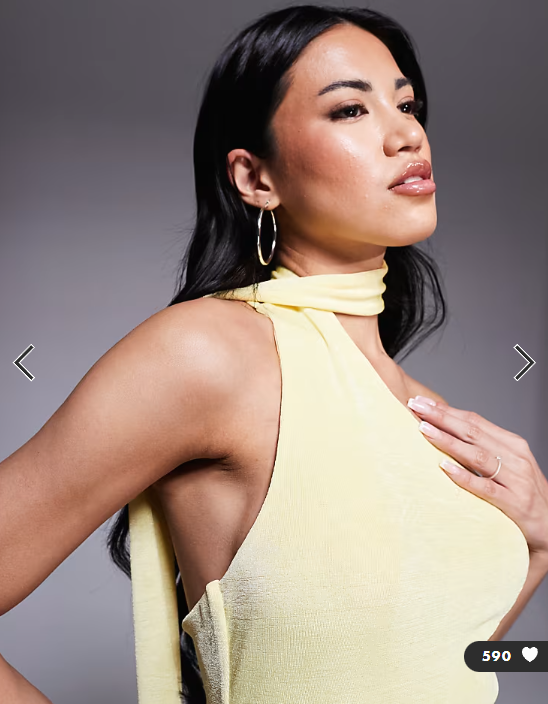 Aria Cove scarf neck one shoulder maxi dress in yellow