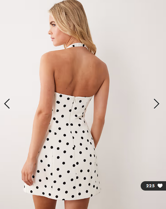 Forever New Petite crepe halter mini dress in porcelain spot