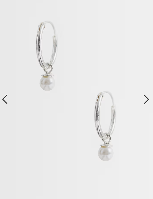 Kingsley Ryan pearl charm hoops in sterling silver