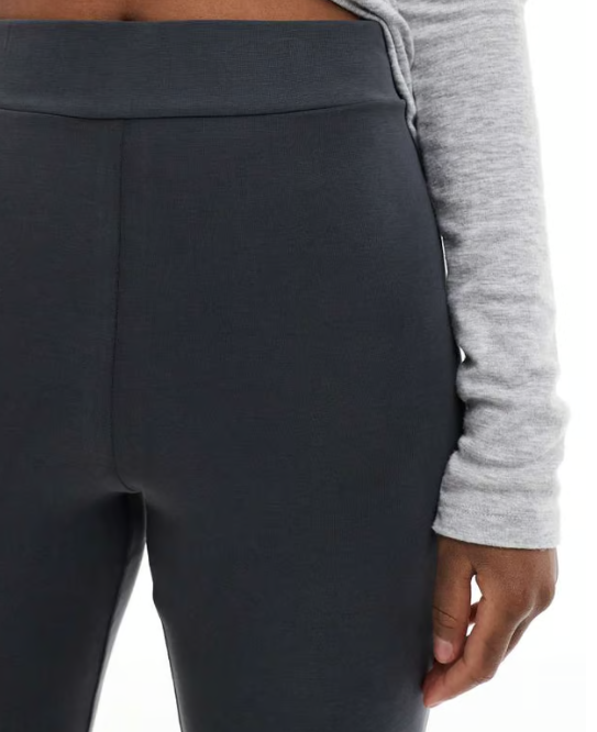 Monki - super soft low waist flare jersey trousers in black