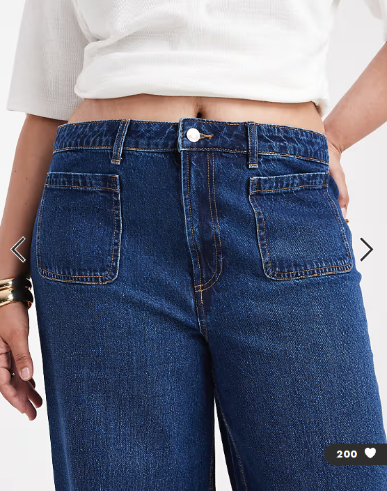 ASOS DESIGN Curve high waist wide leg jeans with front pockets in dark wash