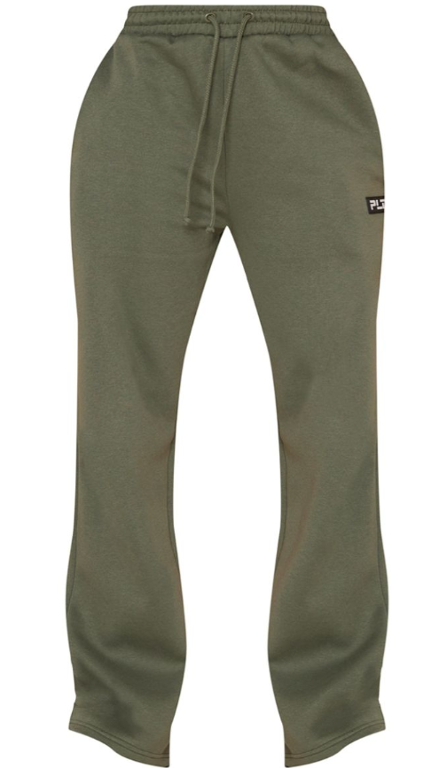 Tall Olive Badged Detail Straight Leg Joggers