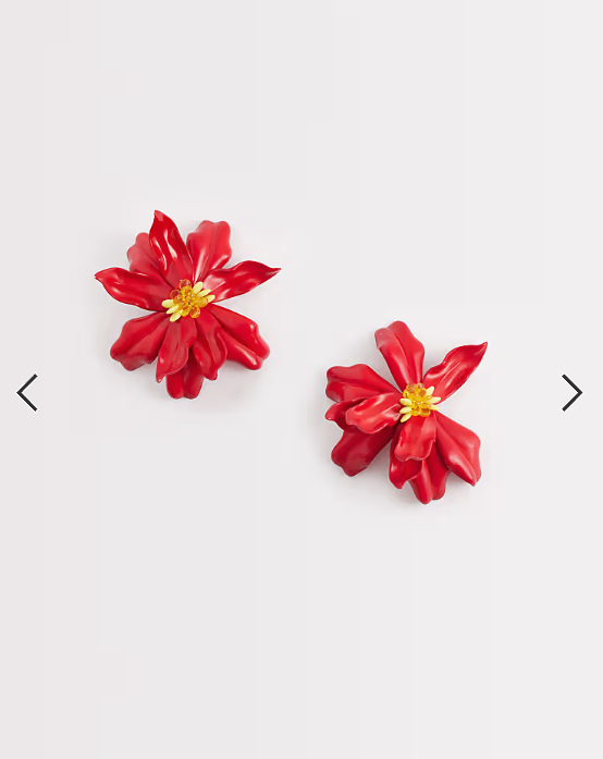 Kaiia exclusive oversized 3D flower earrings in red