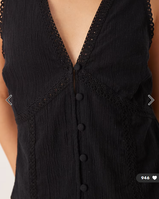 ASOS DESIGN lace trim waistcoat in black