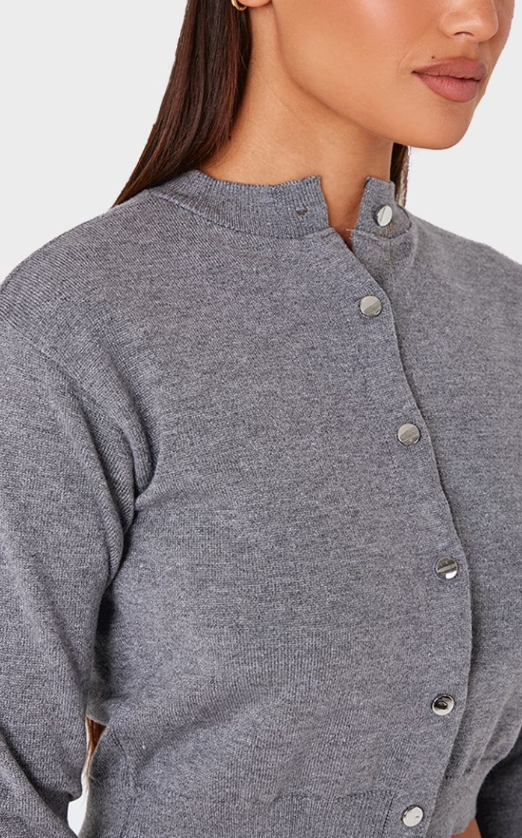 Plt - Charcoal Basic Knit Cropped Cardigan