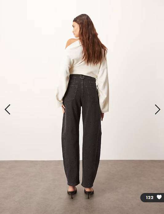 ARRANGE Eden barrel leg high waist hotfix jean in black