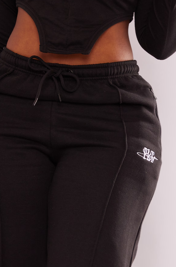 Shape Black Zip Pocket Wide Leg Sweatpants