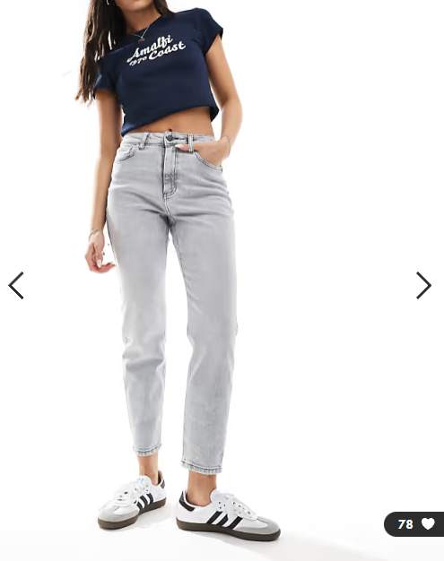 Noisy May Moni high rise slim straight leg jeans in light washed grey