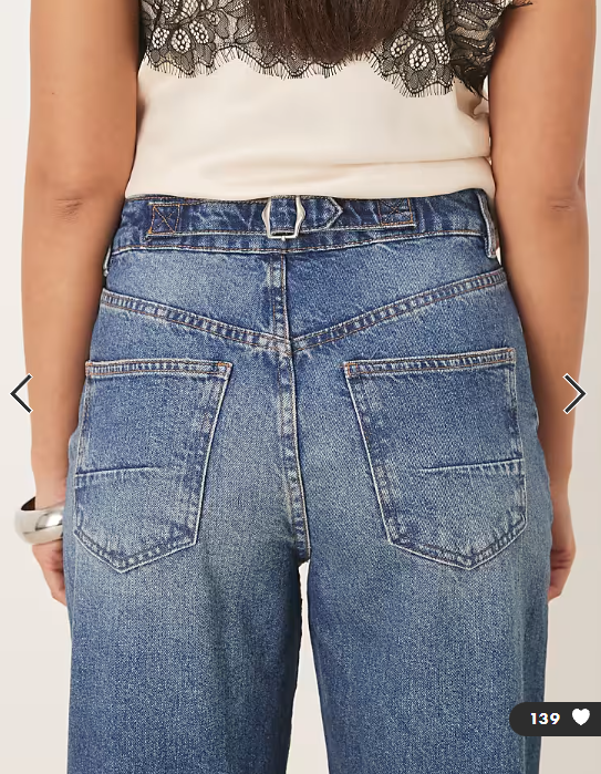 ASOS DESIGN ankle grazer barrel jean with cinch in midwash