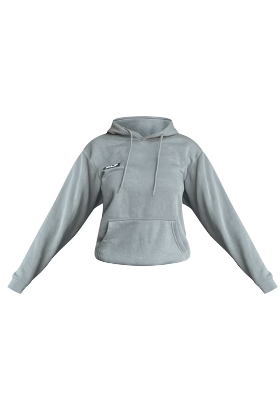 Charcoal Grey Logo Badge Detail Oversized Hoodie