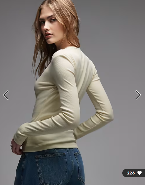 & Other Stories long sleeved ribbed top in light lemon