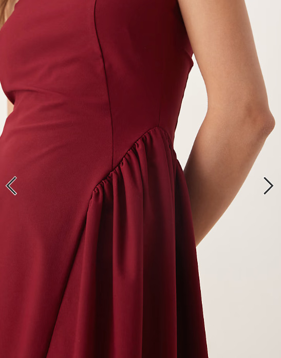 ASOS DESIGN bandeau waisted detail midi dress in wine