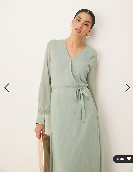 Vila longsleeve v-neck midi dress in sage green
