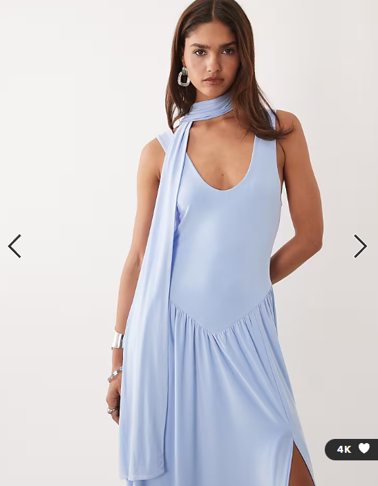 ASOS DESIGN slinky maxi dress with scarf detail in pale blue