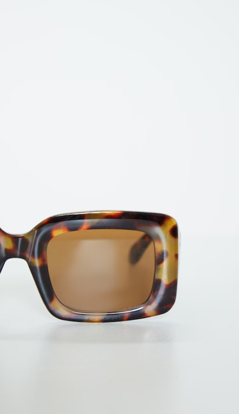 Tortoiseshell Rectangle Thick Frame Sunglasses