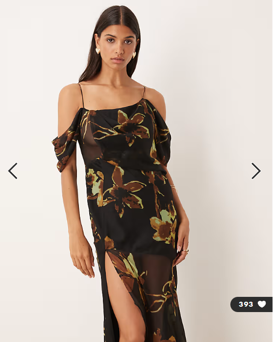 ASOS DESIGN drape front chiffon maxi dress in black based floral print