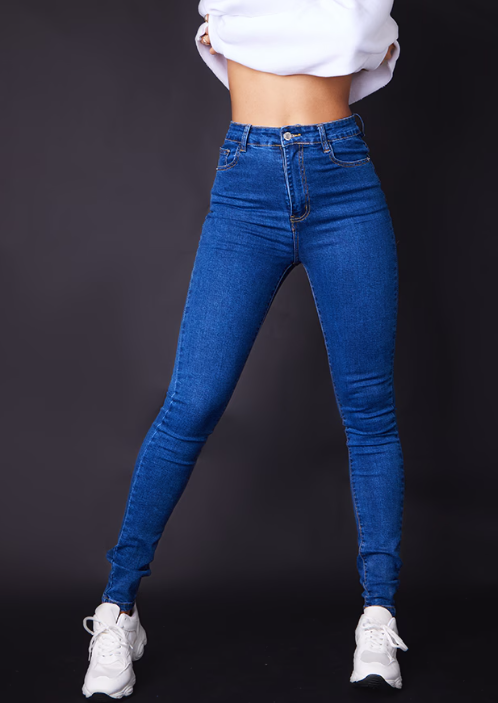 L32 Mid Blue Wash 5 Pocket Skinny Jeans