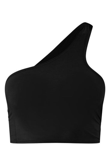 BLACK SLINKY SIDE CUT OUT CROP TOP
