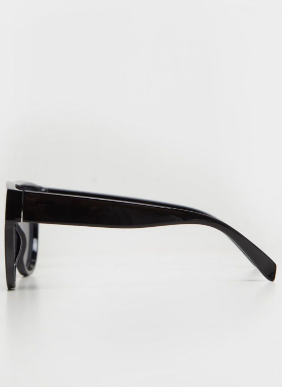 Black Tinted Oversized Flat Top Sunglasses