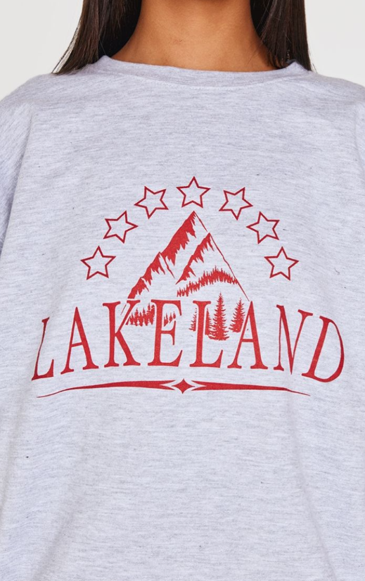 Ice Grey Lakeland Print Sweatshirt