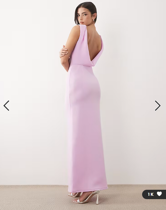 ASOS DESIGN structured scoop neck maxi dress with open back in lilac scuba-style fabric 