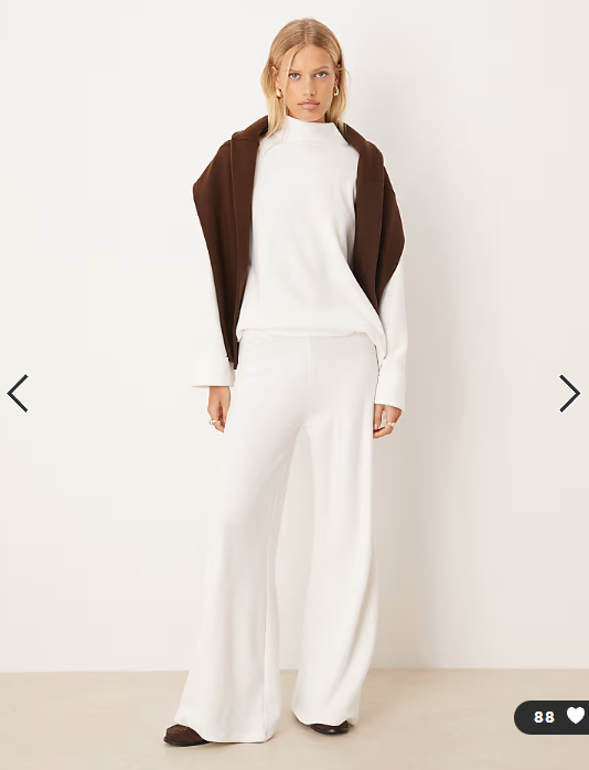ASOS DESIGN Supersoft wide leg trouser in winter white - WHITE