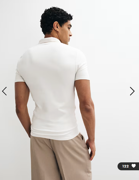 ASOS DESIGN Essentials muscle fit polo in cream pique.