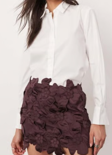 ASOS EDITION embroidered satin quilted cut work mini skirt in burgundy