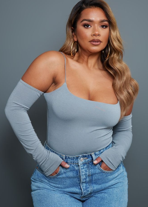 Shape Grey Marl Contour Jersey Bardot Bodysuit