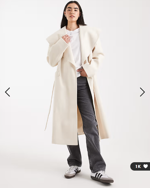 Miss Selfridge formal wrap coat in cream