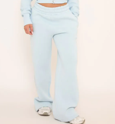 Elasticated Waist Wide Leg Joggers In Blue