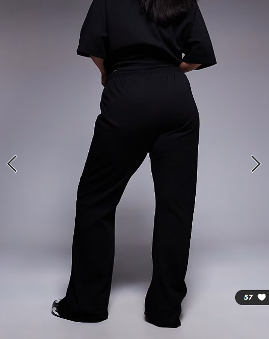 ASOS DESIGN Curve co-ord interlock flared jogger in black