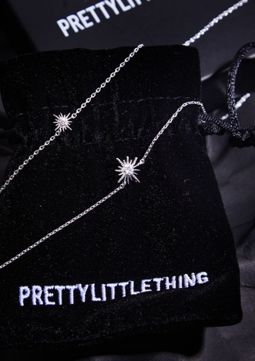 Real Silver Plated Star Diamante Necklace
