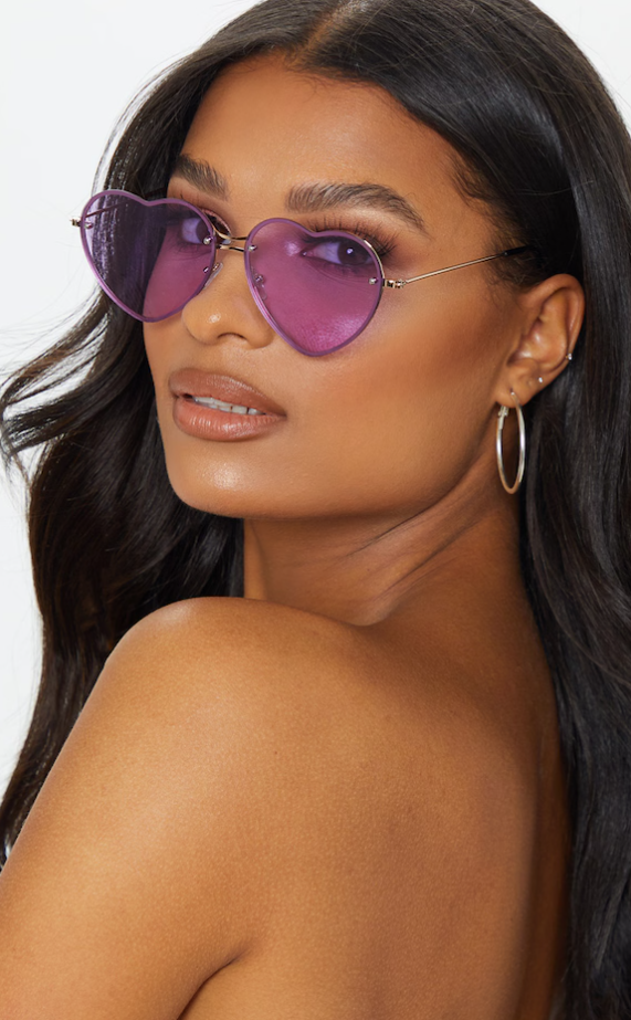 Purple Heart Shaped Sunglasses