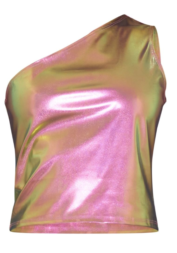 Yellow Metallic One Shoulder Top