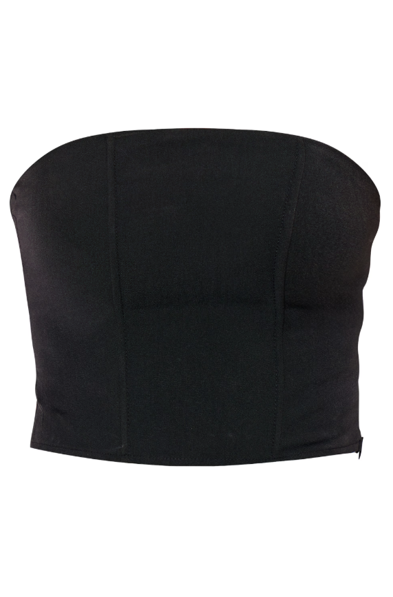 Black Woven Bandeau Corset Top