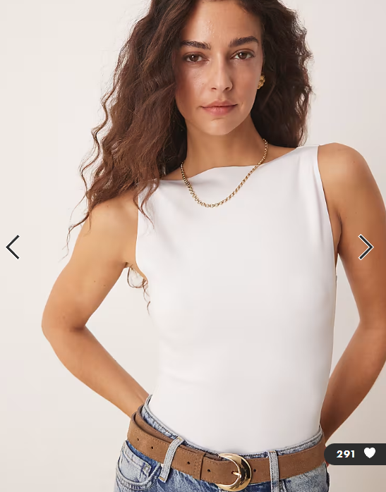 Abercrombie & Fitch sleeveless boat neck open back bodysuit in white