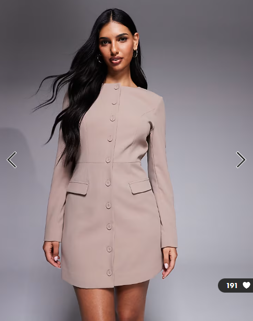 Forever New tailored long sleeve placket detail mini dress in brown