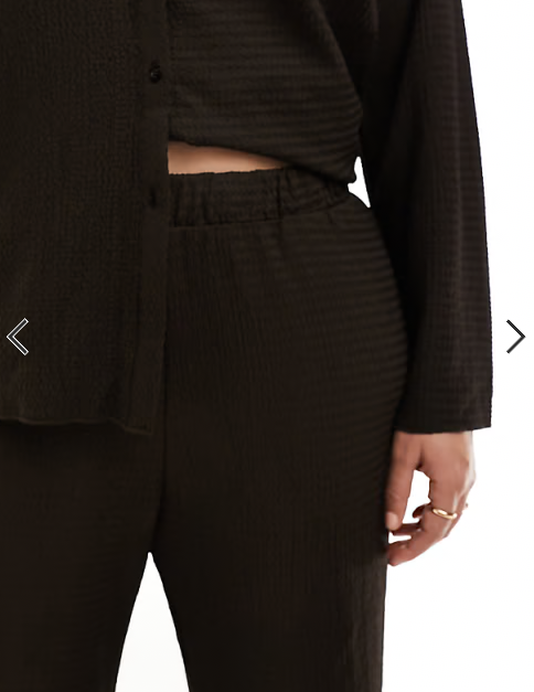 Vero Moda Curve textured jersey trouser co-ord in deep brown