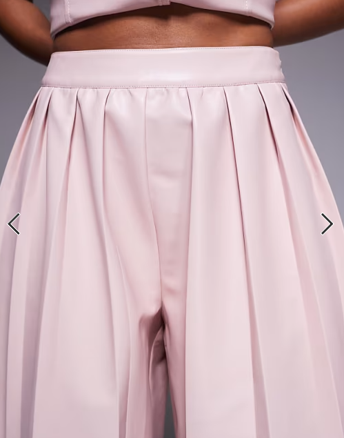ASOS LUXE PU pleated trouser co-ord in dusky pink