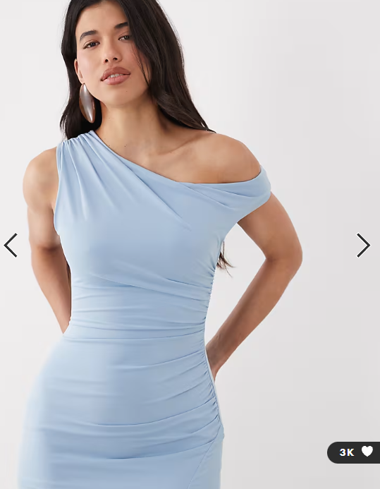 TFNC slinky fallen shoulder thigh split midaxi dress in baby blue