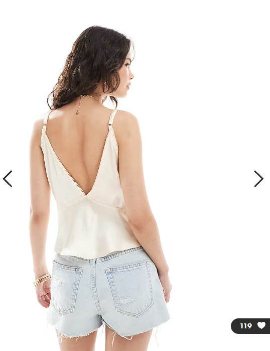 ASOS DESIGN keyhole detail cami in satin in oyster